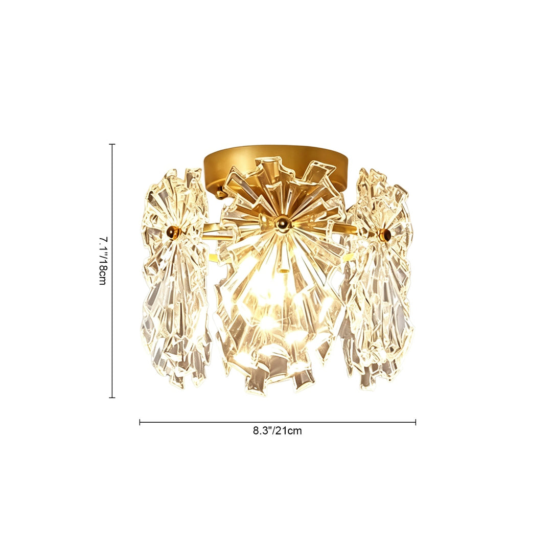 Pendantlightie-Modern Glam 1-Light Snowflake Flower Crystal Glass Semi Flush Mount-Semi Flush Mount-C-