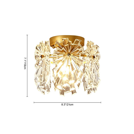Pendantlightie-Modern Glam 1-Light Snowflake Flower Crystal Glass Semi Flush Mount-Semi Flush Mount-C-