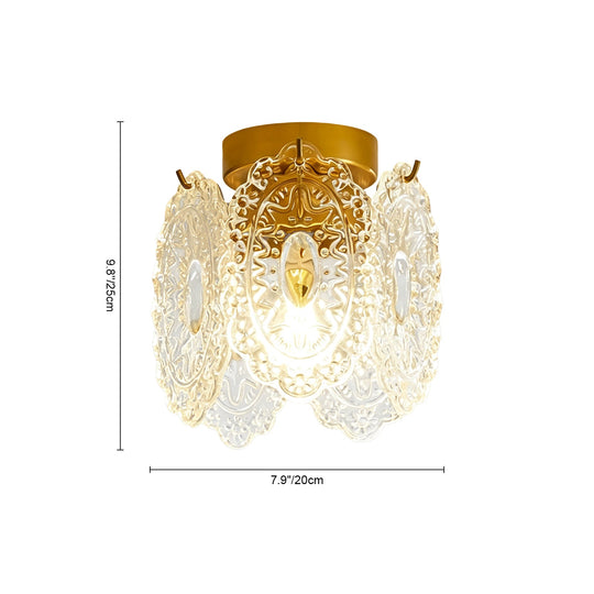 Pendantlightie-Modern Glam 1-Light Snowflake Flower Crystal Glass Semi Flush Mount-Semi Flush Mount-C-