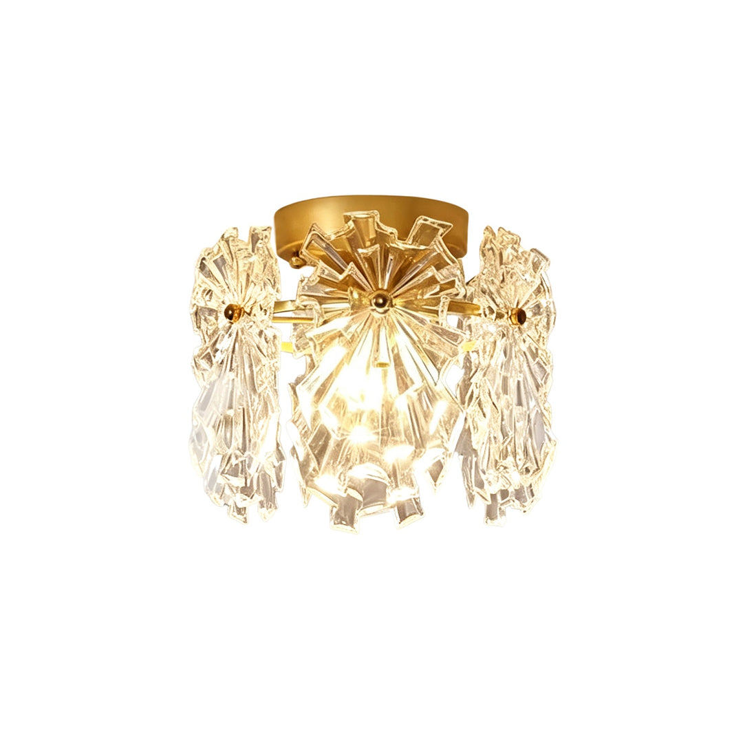 Pendantlightie-Modern Glam 1-Light Snowflake Flower Crystal Glass Semi Flush Mount-Semi Flush Mount-C-
