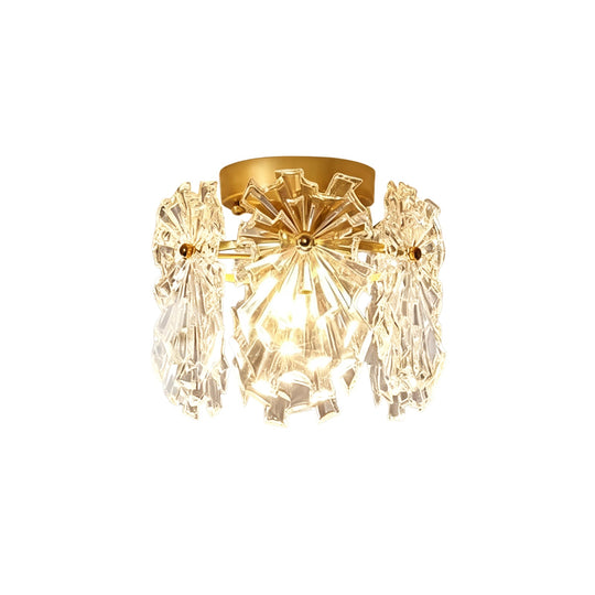 Pendantlightie-Modern Glam 1-Light Snowflake Flower Crystal Glass Semi Flush Mount-Semi Flush Mount-C-