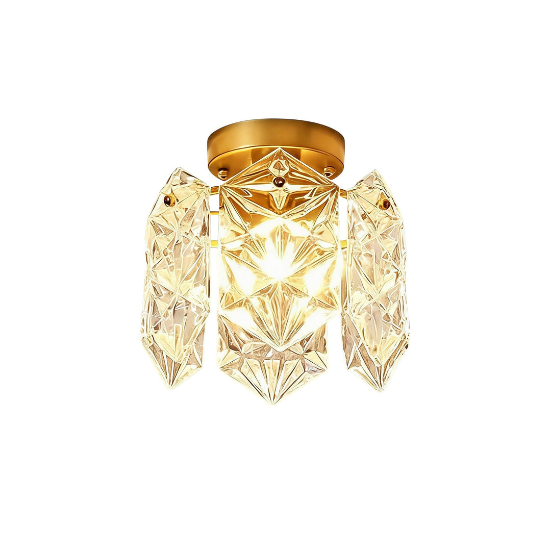 Pendantlightie-Modern Glam 1-Light Snowflake Flower Crystal Glass Semi Flush Mount-Semi Flush Mount-C-
