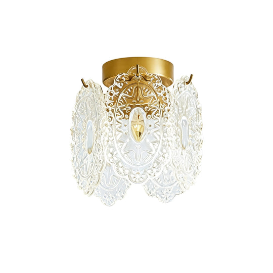 Pendantlightie-Modern Glam 1-Light Snowflake Flower Crystal Glass Semi Flush Mount-Semi Flush Mount-C-