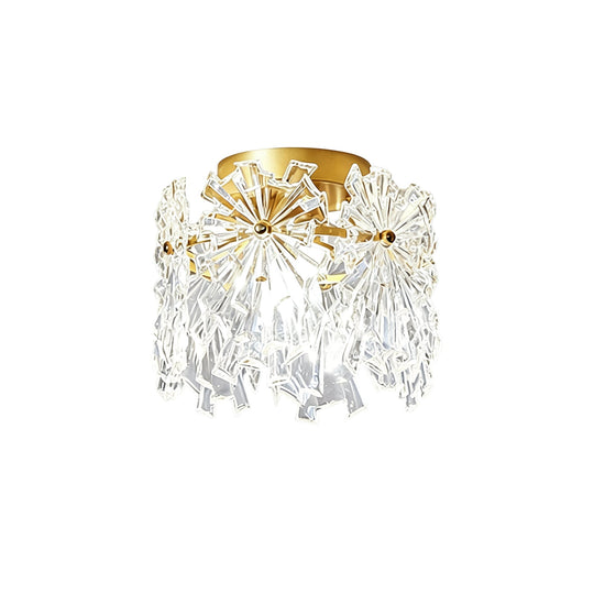 Pendantlightie-Modern Glam 1-Light Snowflake Flower Crystal Glass Semi Flush Mount-Semi Flush Mount-C-