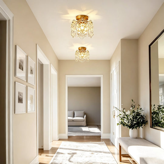 Pendantlightie-Modern Glam 1-Light Snowflake Flower Crystal Glass Semi Flush Mount-Semi Flush Mount-C-