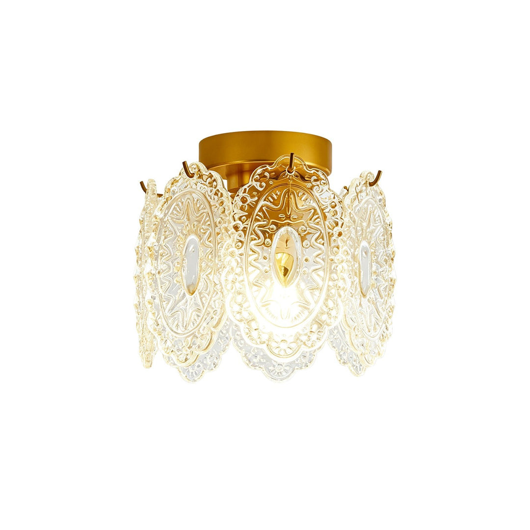 Pendantlightie-Modern Glam 1-Light Snowflake Flower Crystal Glass Semi Flush Mount-Semi Flush Mount-C-