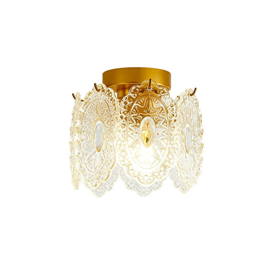 Pendantlightie-Modern Glam 1-Light Snowflake Flower Crystal Glass Semi Flush Mount-Semi Flush Mount-C-