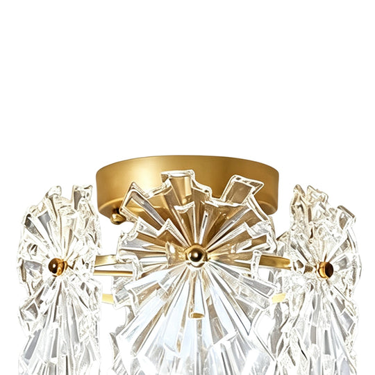 Pendantlightie-Modern Glam 1-Light Snowflake Flower Crystal Glass Semi Flush Mount-Semi Flush Mount-C-