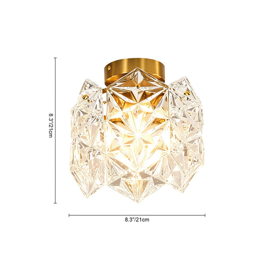 Pendantlightie-Modern Glam 1-Light Snowflake Flower Crystal Glass Semi Flush Mount-Semi Flush Mount-C-