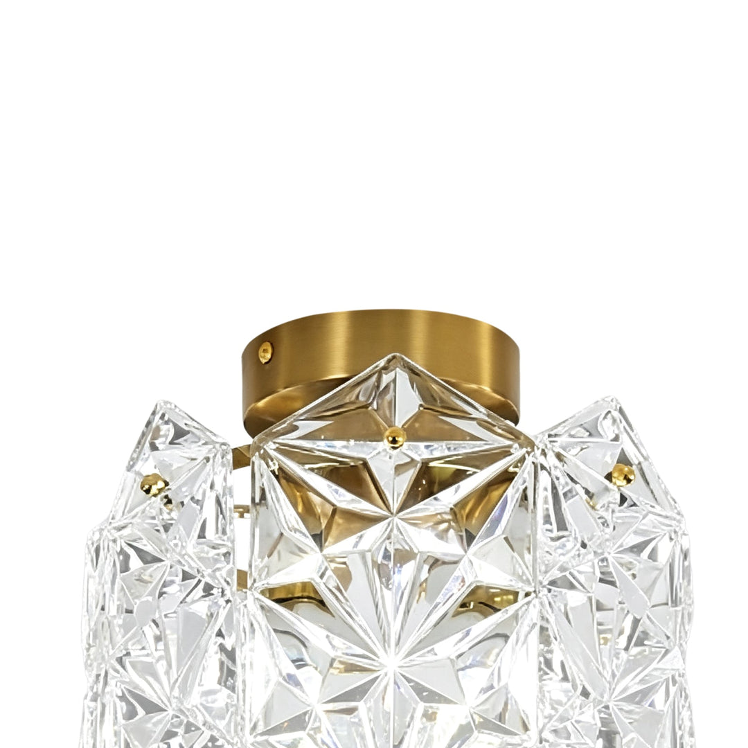 Pendantlightie-Modern Glam 1-Light Snowflake Flower Crystal Glass Semi Flush Mount-Semi Flush Mount-C-