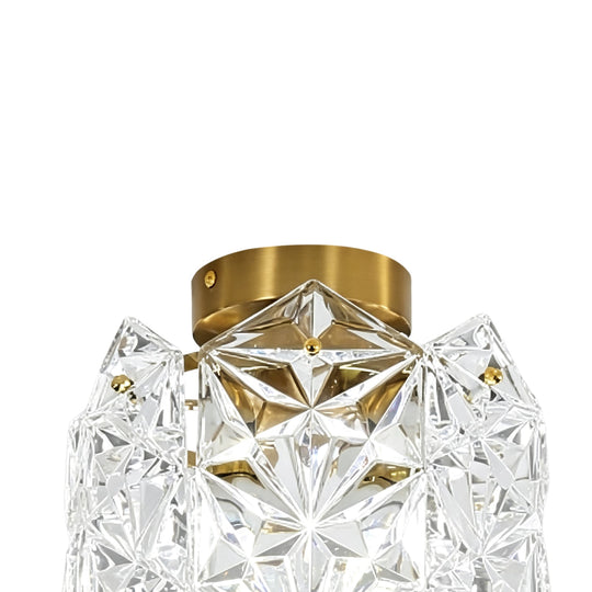 Pendantlightie-Modern Glam 1-Light Snowflake Flower Crystal Glass Semi Flush Mount-Semi Flush Mount-C-