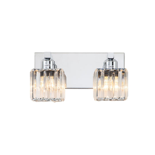 Pendantlightie - Modern Glam Square Crystal Shade Vanity Light - Wall Light - Chrome - 4Lt