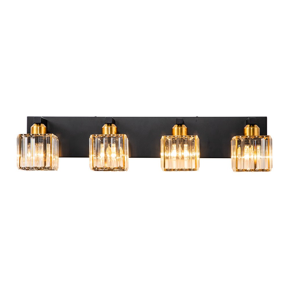 Pendantlightie - Modern Glam Square Crystal Shade Vanity Light - Wall Light - Chrome - 4Lt