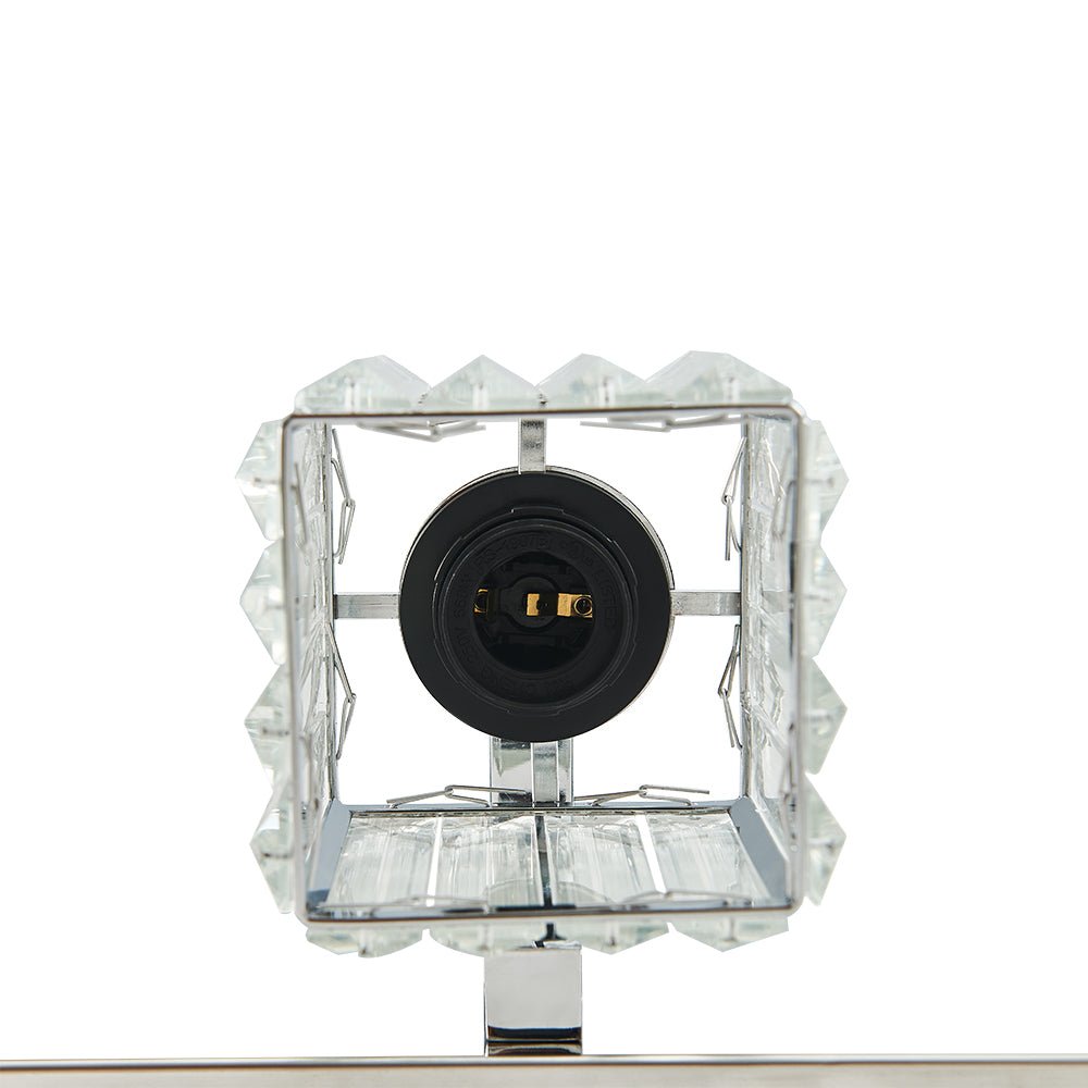 Pendantlightie - Modern Glam Square Crystal Shade Vanity Light - Wall Light - Chrome - 4Lt