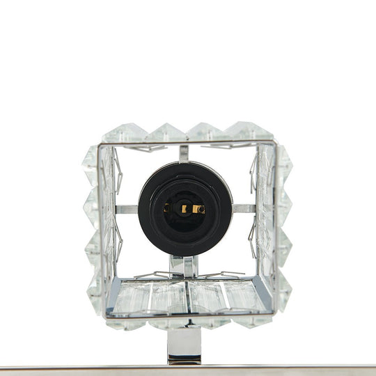 Pendantlightie - Modern Glam Square Crystal Shade Vanity Light - Wall Light - Chrome - 4Lt