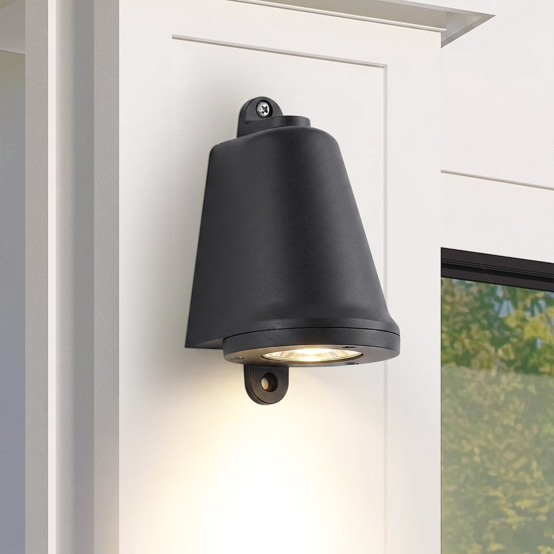 Pendantlightie-Modern Industrial 1-Light IP65 Bell Shape LED Outdoor Wall Light-Outdoor Wall Light-Black-