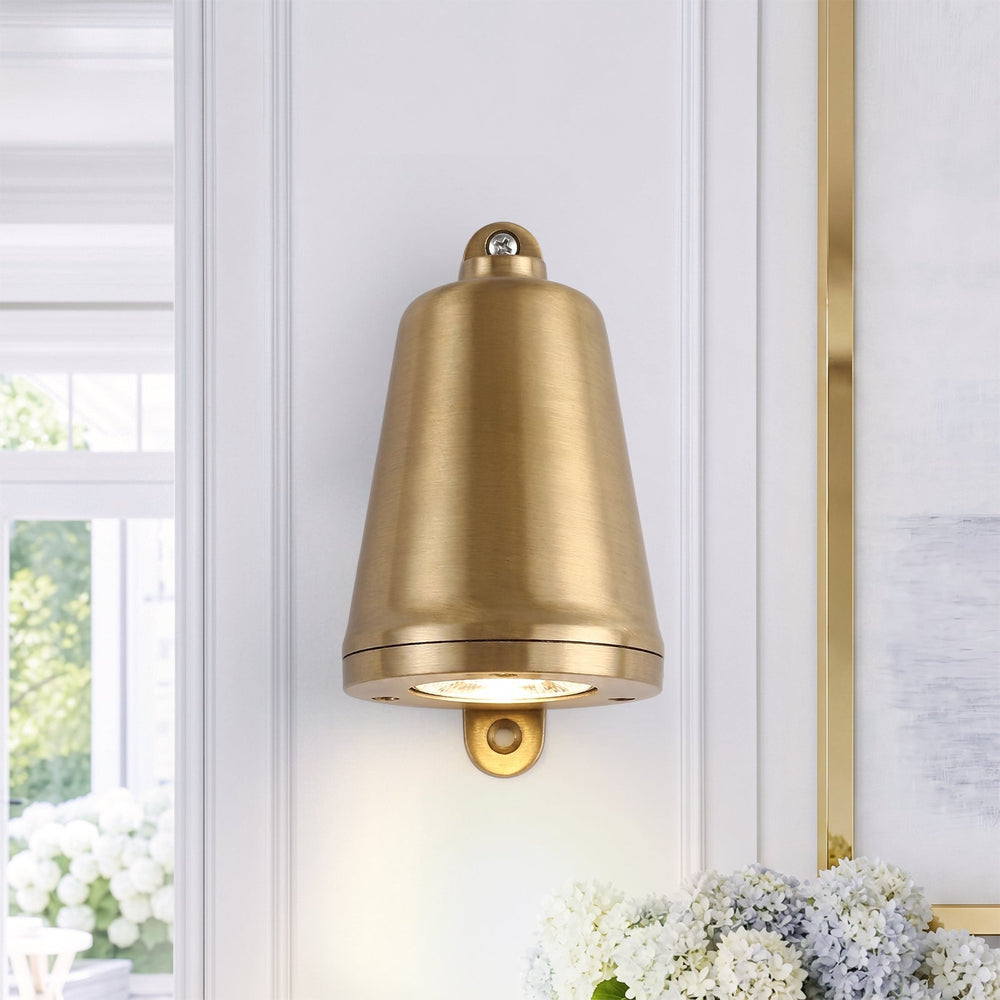 Pendantlightie-Modern Industrial 1-Light IP65 Bell Shape LED Outdoor Wall Light-Outdoor Wall Light-Brass-