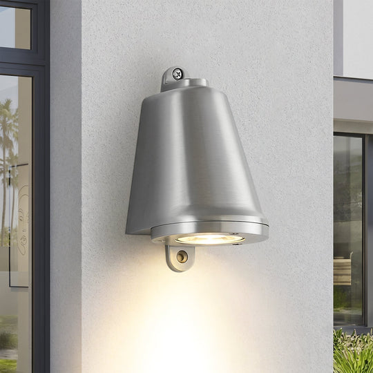 Pendantlightie-Modern Industrial 1-Light IP65 Bell Shape LED Outdoor Wall Light-Outdoor Wall Light-Nickel-