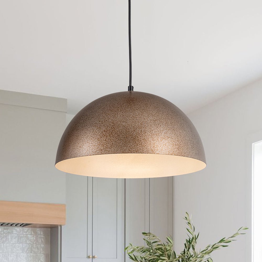 Pendantlightie-Modern Industrial 1-Light Metal Dome Pendant Light For Dining Area-Pendants-15 in (38 cm)-