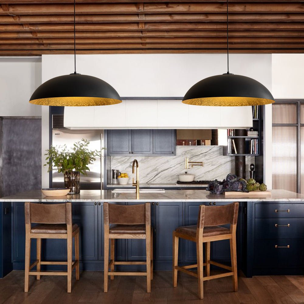 Pendantlightie - Modern Industrial 1 - Light Metal Large Dome Pendant Light - Pendants - Black - 