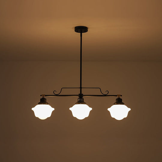 Pendantlightie - Modern Industrial 3 - Light Island Linear Schoolhouse Glass Pendant - Pendants - Black - 