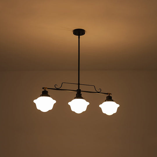 Pendantlightie - Modern Industrial 3 - Light Island Linear Schoolhouse Glass Pendant - Pendants - Black - 