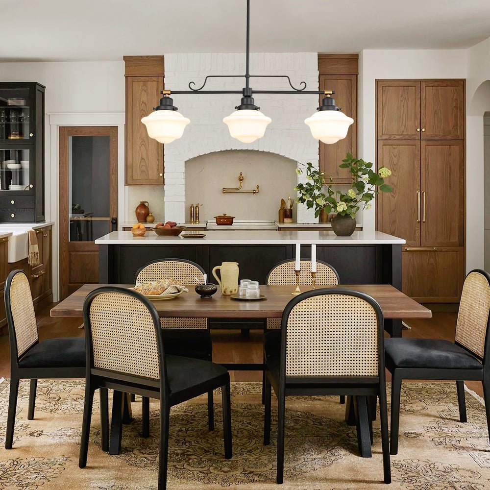 Pendantlightie - Modern Industrial 3 - Light Island Linear Schoolhouse Glass Pendant - Pendants - Black - 