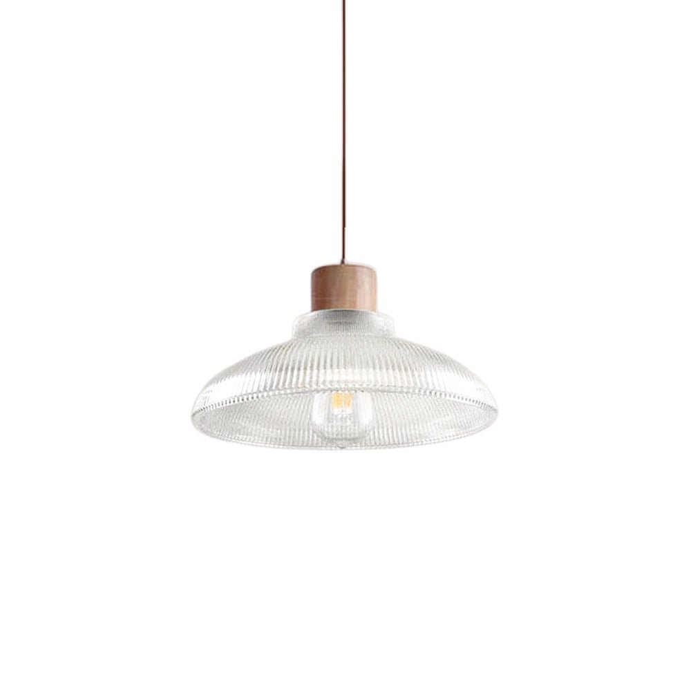 Pendantlightie - Modern Linear Island Wood Accents Dome Shape Glass Pendant Light - Pendants - 2Lt - 