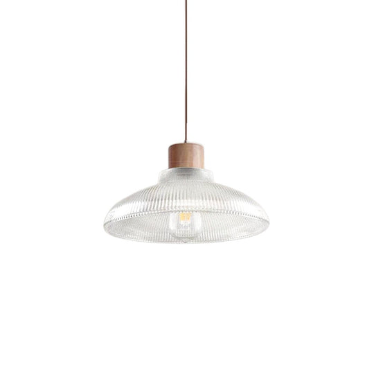 Pendantlightie - Modern Linear Island Wood Accents Dome Shape Glass Pendant Light - Pendants - 2Lt - 