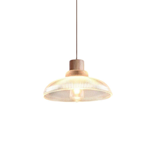 Pendantlightie - Modern Linear Island Wood Accents Dome Shape Glass Pendant Light - Pendants - 2Lt - 