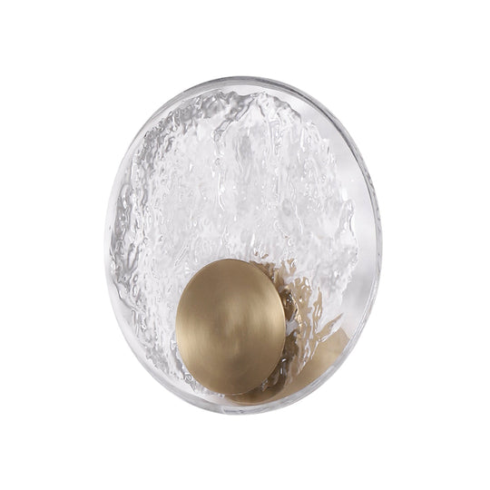 Pendantlightie-Modern Luxury 1-Light Ripple LED Water Glass Round Wall Light-Wall Light-Brass-