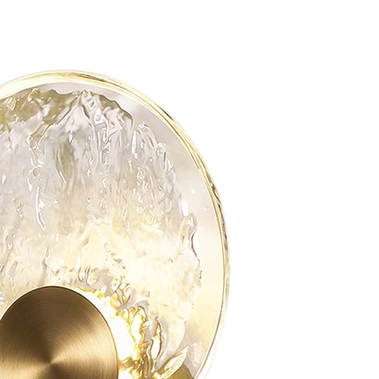 Pendantlightie-Modern Luxury 1-Light Ripple LED Water Glass Round Wall Light-Wall Light-Brass-
