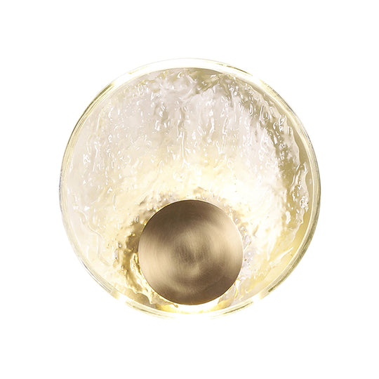 Pendantlightie-Modern Luxury 1-Light Ripple LED Water Glass Round Wall Light-Wall Light-Brass-