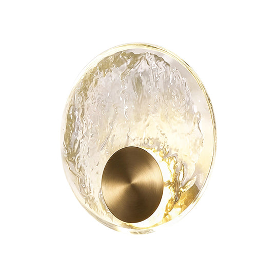 Pendantlightie-Modern Luxury 1-Light Ripple LED Water Glass Round Wall Light-Wall Light-Brass-