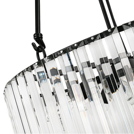 Pendantlightie - Modern Luxury 6 - Light Crystal Drum Chandelier With Adjustable Rods - Chandeliers - Black - 