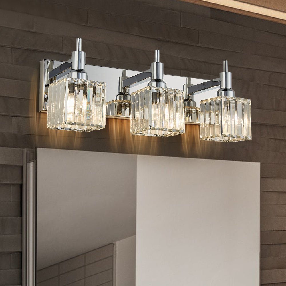 Pendantlightie-Modern Luxury Bathroom Crystal Wall Light-Wall Light-Chrome-3Lt
