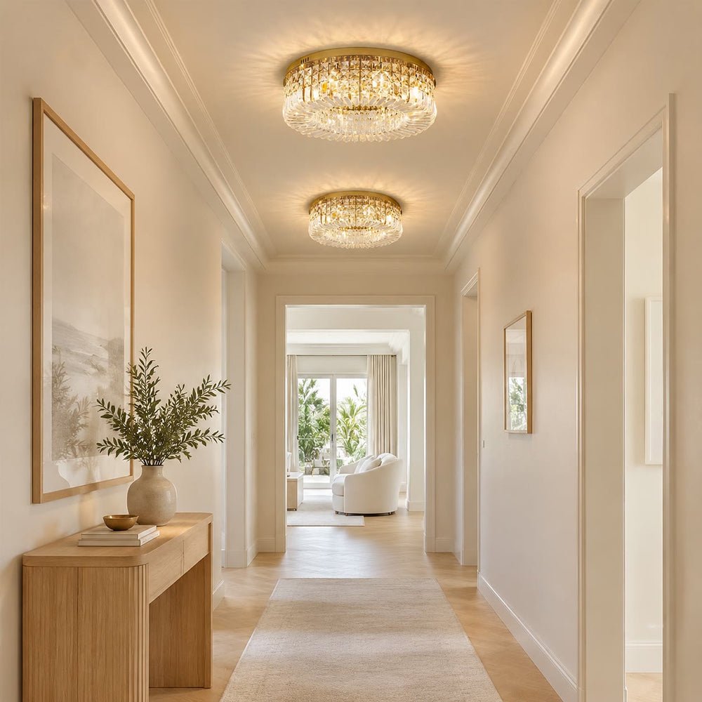 Pendantlightie - Modern Luxury Crystal Round Ceiling Light - Flush Mount - Medium (50CM) - Chrome
