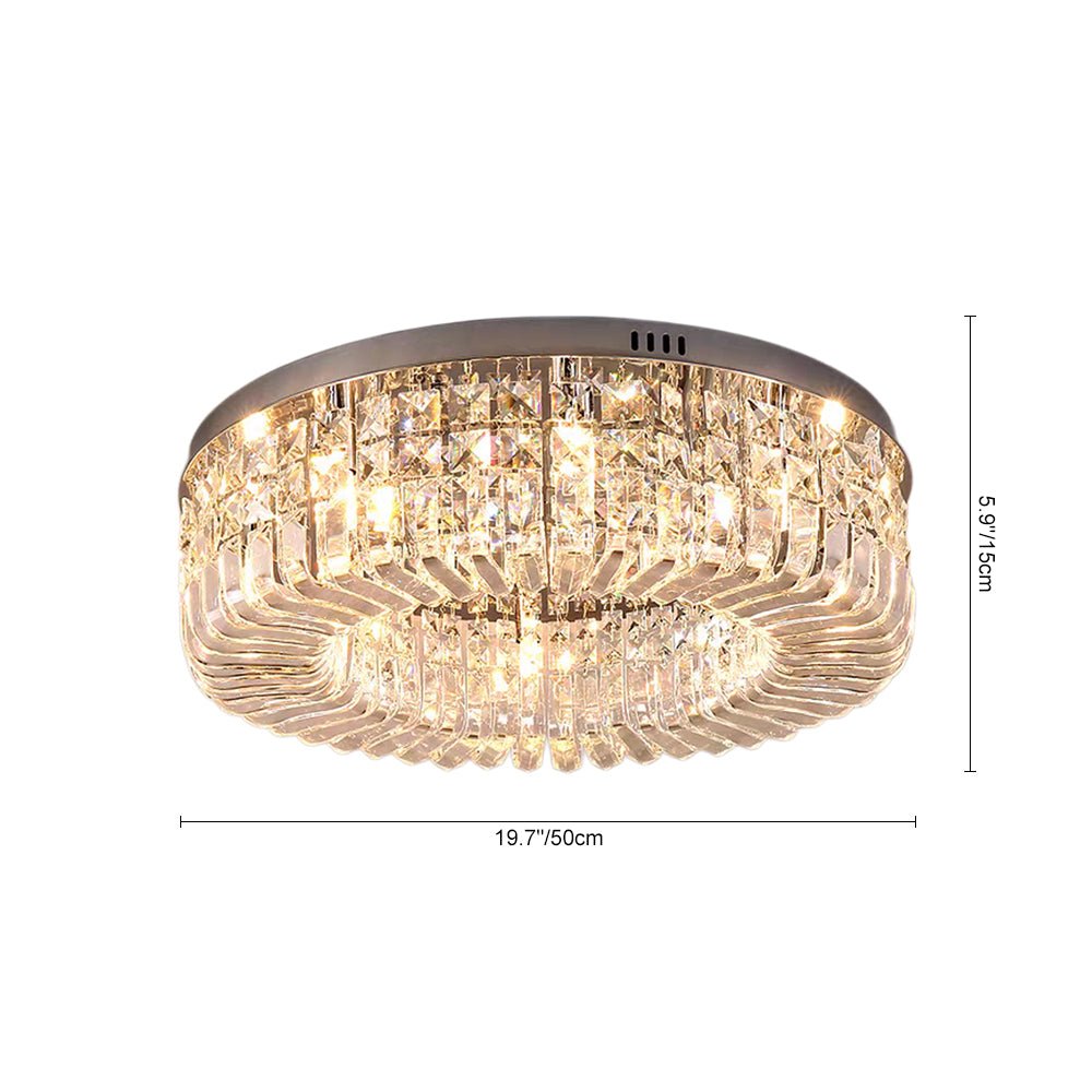 Pendantlightie - Modern Luxury Crystal Round Ceiling Light - Flush Mount - Medium (50CM) - Chrome