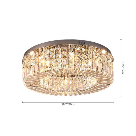 Pendantlightie - Modern Luxury Crystal Round Ceiling Light - Flush Mount - Medium (50CM) - Chrome