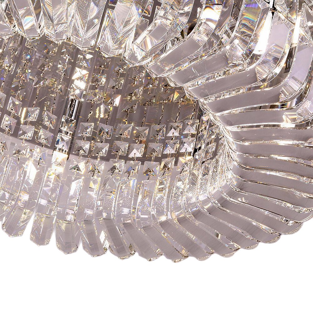 Pendantlightie - Modern Luxury Crystal Round Ceiling Light - Flush Mount - Medium (50CM) - Chrome