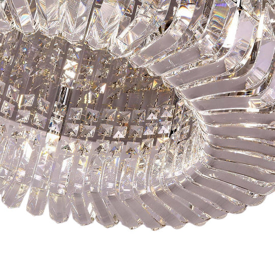 Pendantlightie - Modern Luxury Crystal Round Ceiling Light - Flush Mount - Medium (50CM) - Chrome