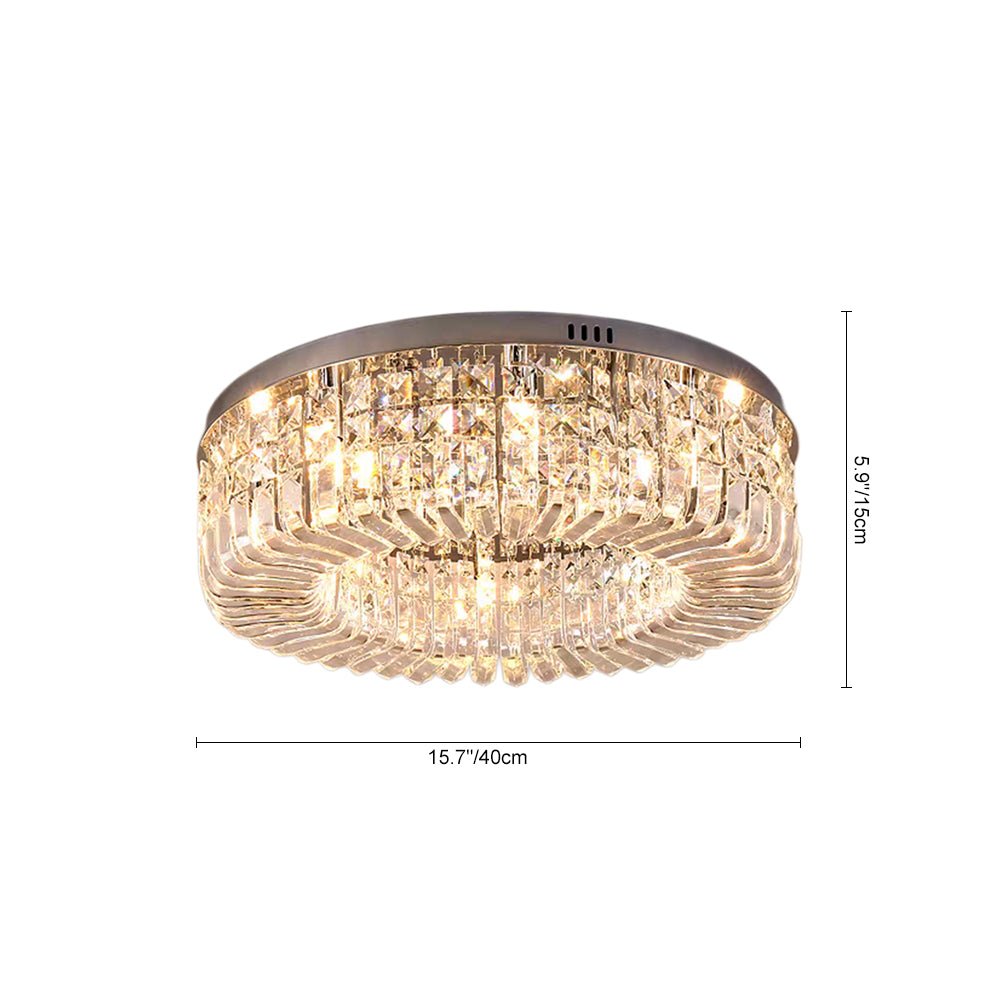 Pendantlightie - Modern Luxury Crystal Round Ceiling Light - Flush Mount - Medium (50CM) - Chrome