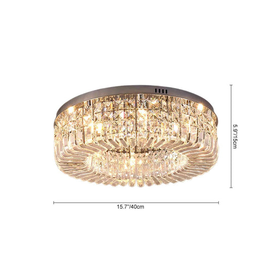 Pendantlightie - Modern Luxury Crystal Round Ceiling Light - Flush Mount - Medium (50CM) - Chrome