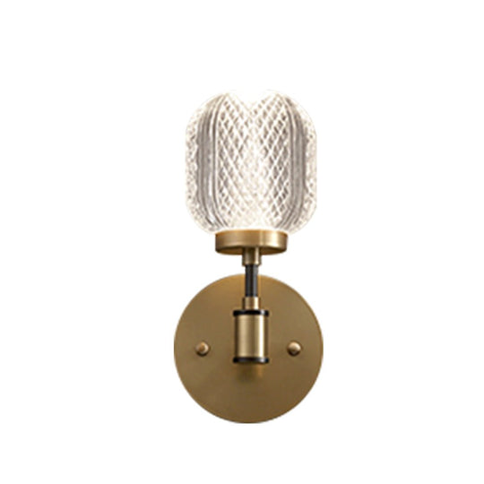 Pendantlightie - Modern Mid - Century 1 - Light Brass Crystal Glass Single Wall Light - Wall Light - Brass - 