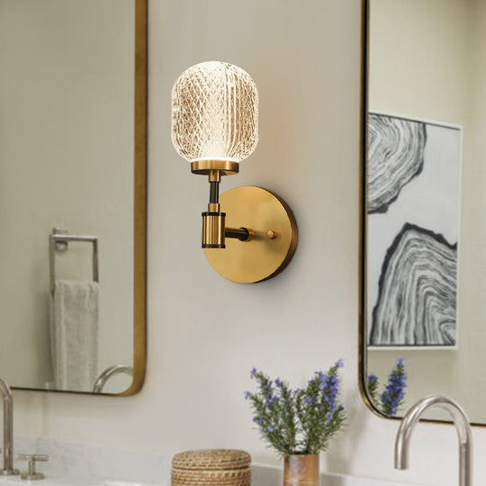 Pendantlightie - Modern Mid - Century 1 - Light Brass Crystal Glass Single Wall Light - Wall Light - Brass - 