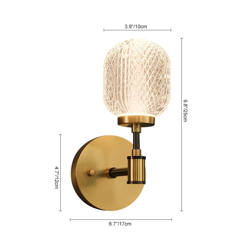 Pendantlightie - Modern Mid - Century 1 - Light Brass Crystal Glass Single Wall Light - Wall Light - Brass - 