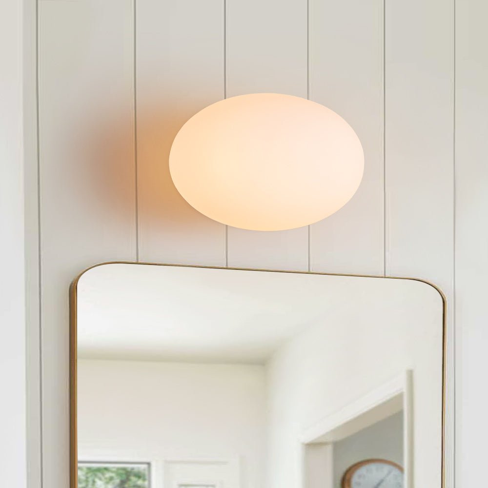 Pendantlightie - Modern Mid - Century 1 - Light Etched Glass Ellipse Wall Sconce - Wall Light - Brass - 