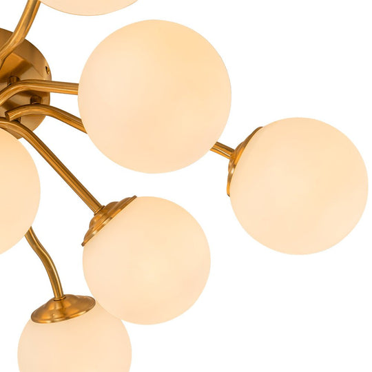 Pendantlightie - Modern Mid - Century 11 - Light Sputnik Glass Globe Semi Flush Mount - Semi Flush Mount - Brass - 