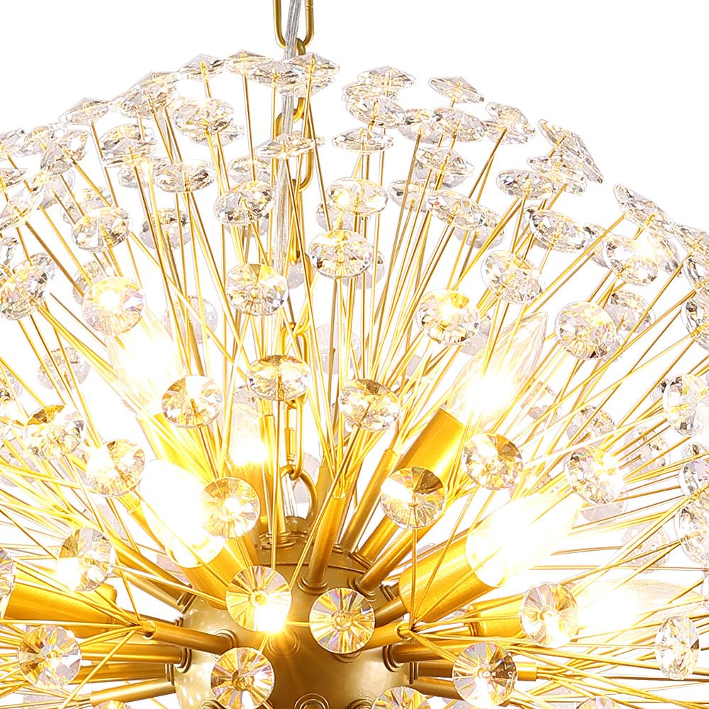 Pendantlightie - Modern Mid - Century 12 - Light Sputnik Crystal Firework Globe Chandelier - Chandeliers - Gold - 