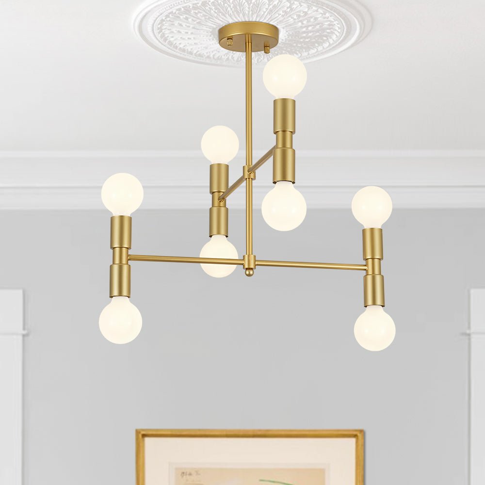 Pendantlightie - Modern Mid - Century 8 - Light Tiered Sputnik Semi Flush Mount - Semi Flush Mount - 